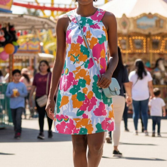 Free Assembly Dresses & Skirts - Free assembly Aline Floral High neck Floral Sleeveless Dress Small Resort Hawaii